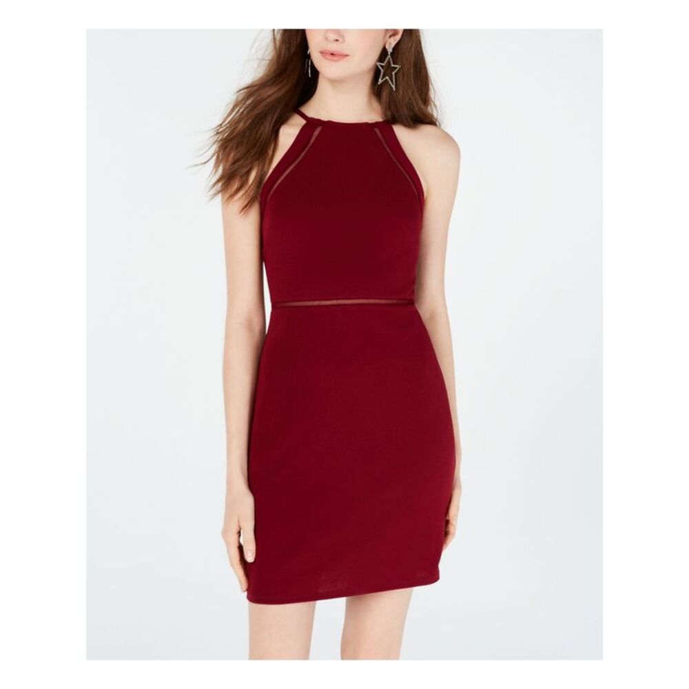 CITY STUDIO Womens Spaghetti Strap Mini Evening Body Con Dress